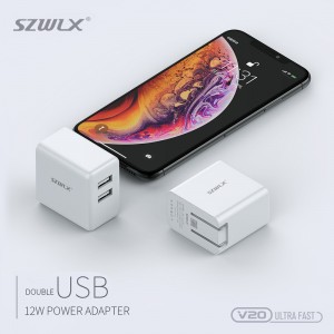 Máy móc đôi USB WEX V20 có hàm to gấp đôi dành cho Iphone X /8 /7 /6s /Plus, iPad Air 2 /mini 3, Galaxy S7 /S6 /6 Cạnh S6, Note 5 và nhìu, Trắng